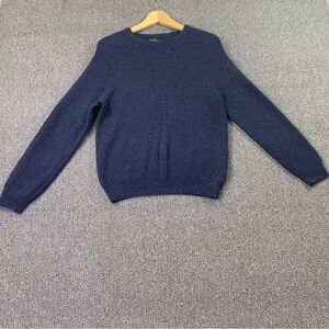 Autograph Navy Crewneck Sweater Pullover Knit Speckled Ribbed Minimalist Men's S